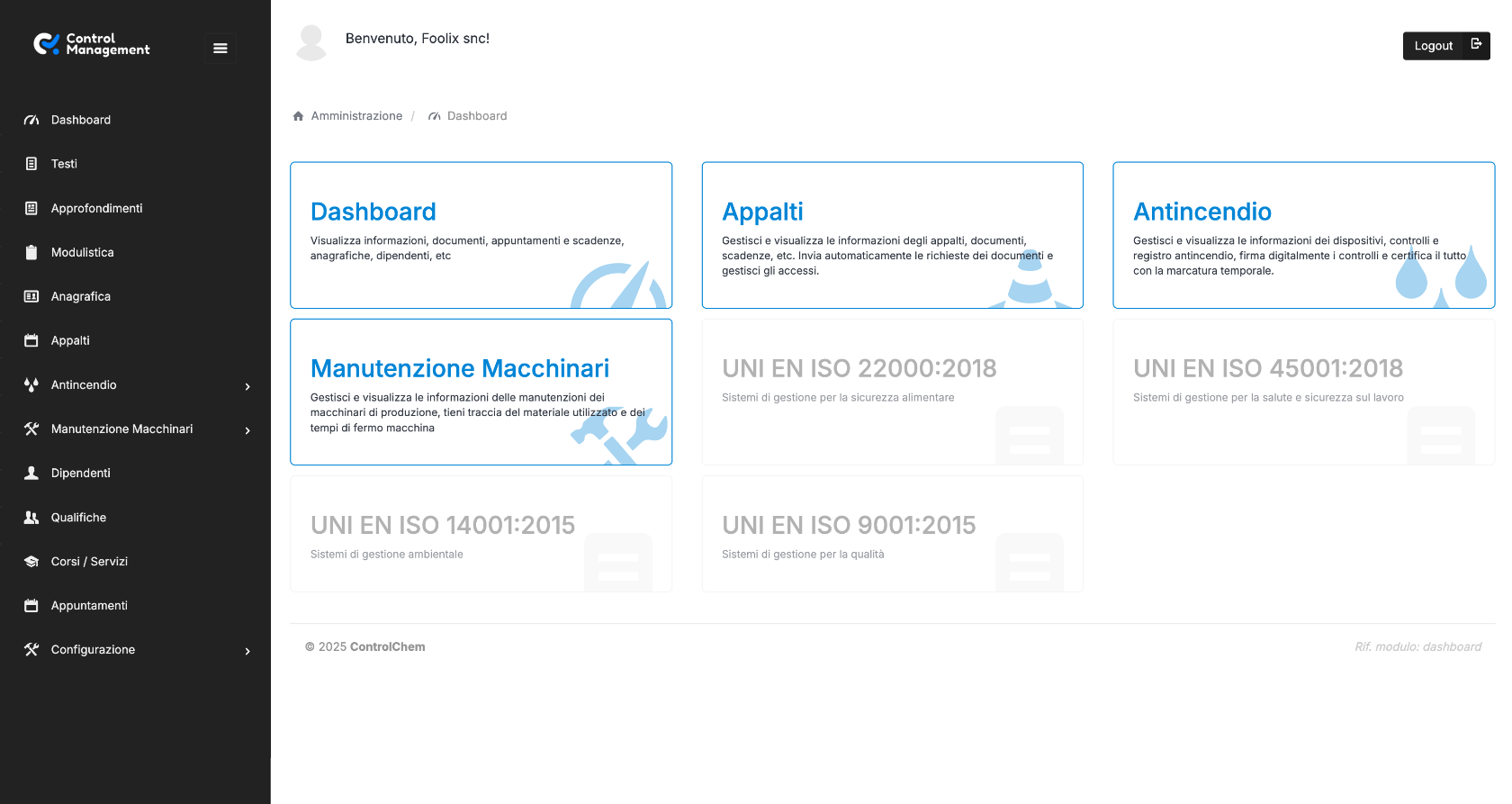 Dashboard Control Management