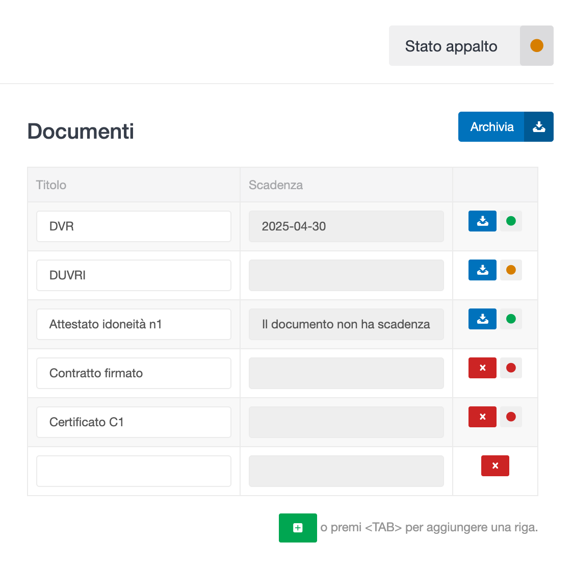 Gestione documenti appalto